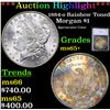 Image 1 : ***Auction Highlight*** 1884-o Rainbow Toned Morgan Dollar $1 Graded ms65+ By SEGS (fc)