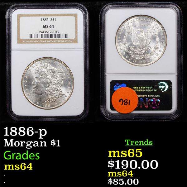 NGC 1886-p Morgan Dollar $1 Graded ms64 By NGC