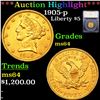 Image 1 : ***Auction Highlight*** 1905-p Gold Liberty Half Eagle $5 Graded ms64 By SEGS (fc)