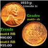 Image 1 : 1923-p Lincoln Cent 1c Grades Select+ Unc RB