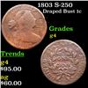 Image 1 : 1803 S-250 Draped Bust Large Cent 1c Grades g, good