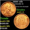 Image 1 : 1909 vdb Lincoln Cent 1c Grades GEM Unc RB