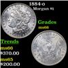 Image 1 : 1884-o Morgan Dollar $1 Grades GEM+ Unc