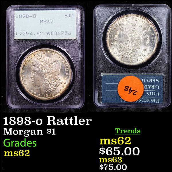 PCGS 1898-o Rattler Morgan Dollar $1 Graded ms62 By PCGS