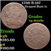 Image 1 : 1798 S-167 Draped Bust Large Cent 1c Grades vg details