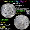 Image 1 : ***Auction Highlight*** 1884-s Morgan Dollar $1 Graded Choice AU/BU Slider+ By USCG (fc)