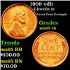 Image 1 : 1909 vdb Lincoln Cent 1c Grades GEM Unc RB
