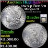 Image 1 : ***Auction Highlight*** 1878-p Rev '79 Morgan Dollar $1 Graded ms65+ By SEGS (fc)