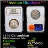 Image 1 : ***Auction Highlight*** NGC 1892 Columbian Old Commem Half Dollar 50c Graded ms66 By NGC (fc)