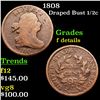 Image 1 : 1808 Draped Bust Half Cent 1/2c Grades f details