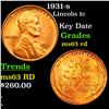 Image 1 : 1931-s Lincoln Cent 1c Grades Select Unc RD