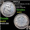 Image 1 : 1862-p Seated Liberty Half Dime 1/2 10c Grades Choice Unc