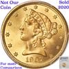 Image 8 : ***Auction Highlight*** 1907-p Gold Liberty Half Eagle $5 Graded ms66+ By SEGS (fc)
