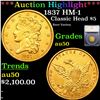 Image 1 : ***Auction Highlight*** 1837 HM-1 Gold Classic Head Half Eagle $5 Graded au50 By SEGS (fc)