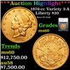 Image 1 : ***Auction Highlight*** 1876-cc Variety 3-A Gold Liberty Double Eagle $20 Graded ms60 By SEGS (fc)