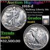Image 1 : ***Auction Highlight*** 1918-d Walking Liberty Half Dollar 50c Graded ms65 By SEGS (fc)
