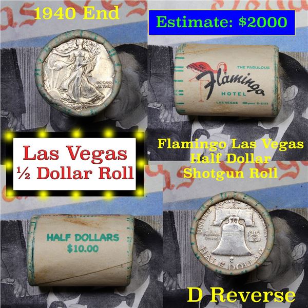 ***Auction Highlight*** Old Casino 50c Roll $10 Halves Flamingo Hotel Vegas 1940 Walker & 'D' Frankl