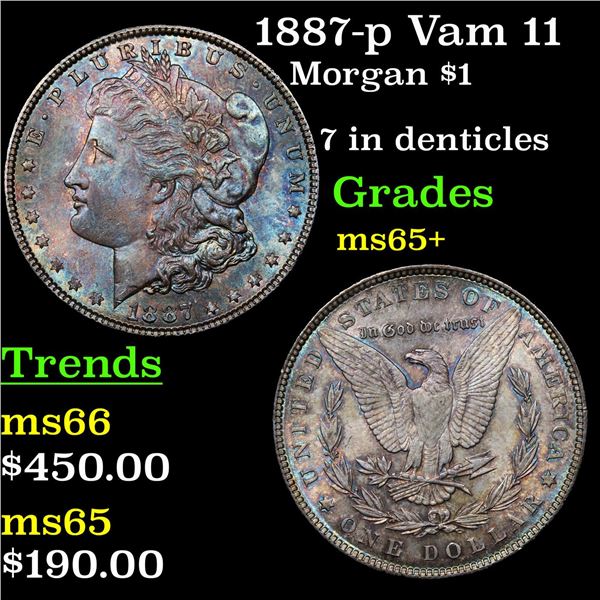 1887-p Vam 11  Morgan Dollar $1 Grades GEM+ Unc