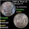 Image 1 : 1887-p Vam 11  Morgan Dollar $1 Grades GEM+ Unc
