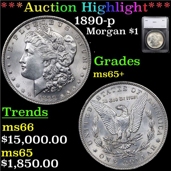 ***Auction Highlight*** 1890-p Morgan Dollar $1 Graded ms65+ By SEGS (fc)