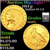 Image 1 : ***Auction Highlight*** 1911-p Gold Indian Quarter Eagle $2 1/2 Graded ms63+ By SEGS (fc)