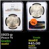 Image 1 : NGC 1925-p Peace Dollar $1 Graded ms62 By NGC