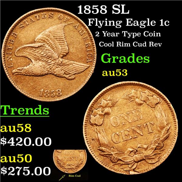1858 SL Flying Eagle Cent 1c Grades Select AU