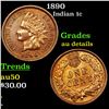 Image 1 : 1890 Indian Cent 1c Grades AU Details