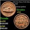 Image 1 : 1864 Our Navy F-241-336a Civil War Token 1c Grades xf+