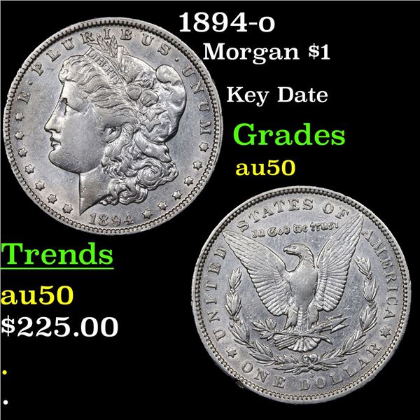 1894-o Morgan Dollar $1 Grades AU, Almost Unc