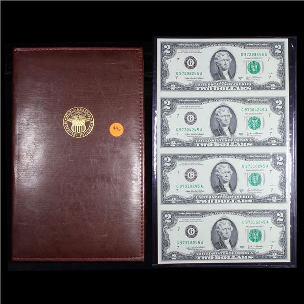 UNCUT MINT SHEET of 4x 2003A $2 Federal Reserve Notes All GEM or Better