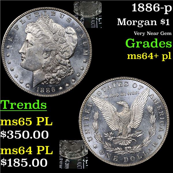 1886-p Morgan Dollar $1 Grades Choice Unc+ PL