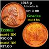 Image 1 : 1918-p Lincoln Cent 1c Grades Choice Unc BN