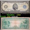 Image 1 : 1914 $5 Large Size Blue Seal Federal Reserve Note, Chicago, IL  7-G Grades vf, very fine