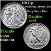 Image 1 : 1917-p Walking Liberty Half Dollar 50c Grades Choice AU/BU Slider