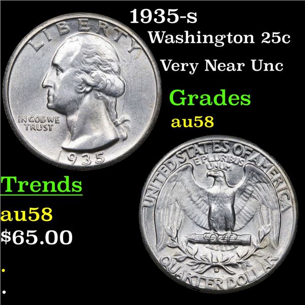 1935-s Washington Quarter 25c Grades Choice AU/BU Slider