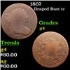 Image 1 : 1807 Draped Bust Large Cent 1c Grades g, good