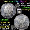 Image 1 : ***Auction Highlight*** 1878-p 7/8tf Morgan Dollar $1 Graded ms63+ pl By SEGS (fc)
