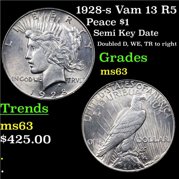 1928-s Vam 13 R5 Peace Dollar $1 Grades Select Unc