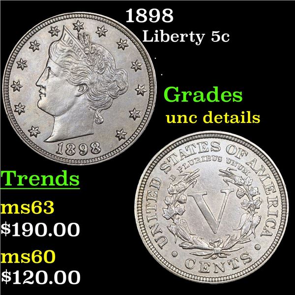 1898 Liberty Nickel 5c Grades Unc Details