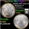 Image 1 : ***Auction Highlight*** 1878-p 8tf vam 17  Morgan Dollar $1 Graded ms65 By SEGS (fc)