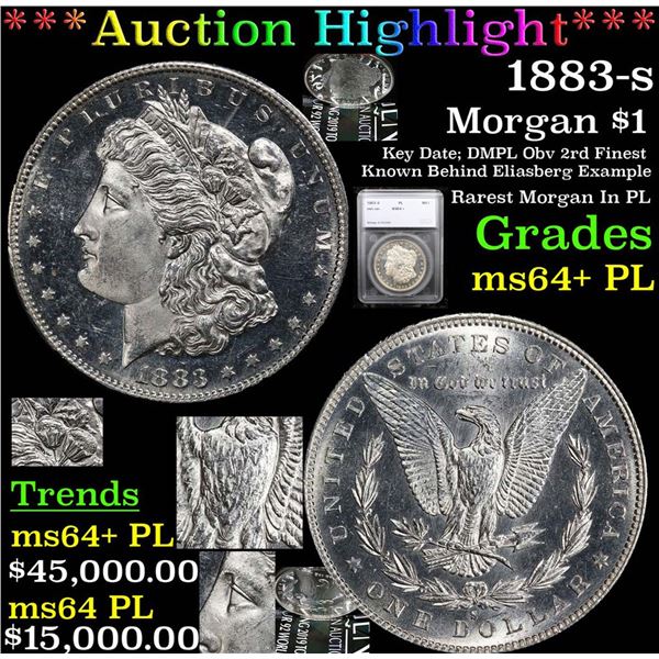 * Highlight Of Entire Auction* 1883-s Morgan Dollar $1 Graded ms64+ pl By SEGS (fc)
