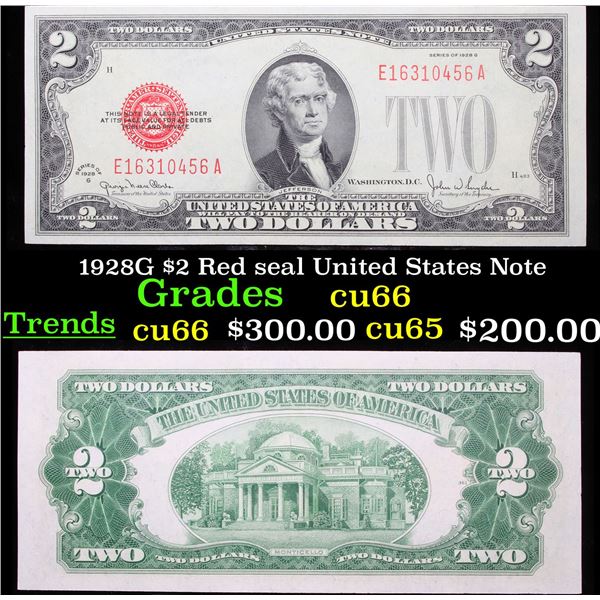 1928G $2 Red seal United States Note Grades Gem+ CU