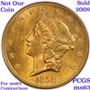 Image 8 : *HIGHLIGHT OF ENTIRE AUCTION* 1858-p TOP POP! Gold Liberty Double Eagle $20 Graded ms63 By SEGS (fc)