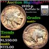 Image 1 : ***Auction Highlight*** 1920-p Buffalo Nickel 5c Graded ms65+ By SEGS (fc)