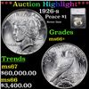 Image 1 : ***Auction Highlight*** 1926-s Peace Dollar $1 Graded ms66+ By SEGS (fc)