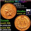 Image 1 : ***Auction Highlight*** 1864 L Indian Cent 1c Graded Choice+ Unc RB By USCG (fc)