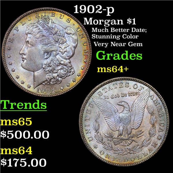 1902-p Morgan Dollar $1 Grades Choice+ Unc