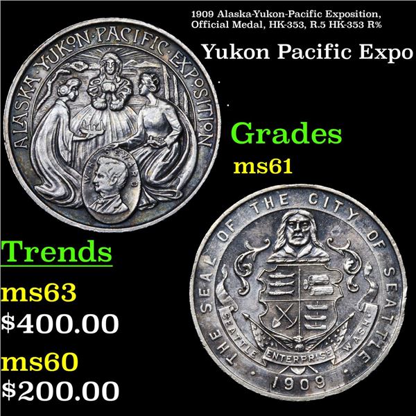 1909 Alaska-Yukon-Pacific Exposition, Official Medal, HK-353, R.5 HK-353 R% Grades BU+