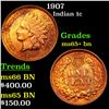 Image 1 : 1907 Indian Cent 1c Grades GEM+ Unc BN